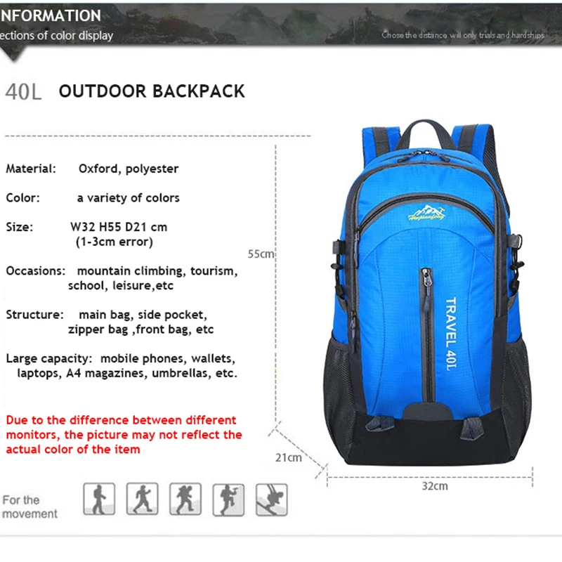 Новый мужской рюкзак унисекс с USB зарядкой 40L дорожный спортивная сумка для