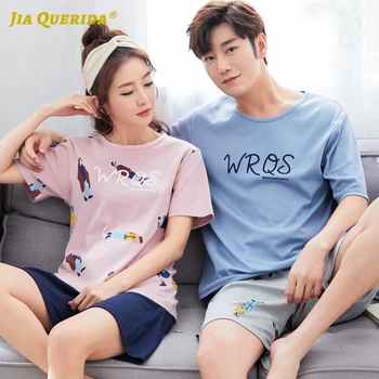 

Casual Fashion Style Smart Casual New Crew Neck Homesuit Homeclothes Sleepwear Fashion Style Printing Pajamas Set Men and Women