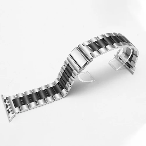 Laforuta Apple Watch ремешок 38 мм 42 мм модный металлический браслет из нержавеющей стали спортивный ремешок для iWatch серии 4 3 2 1 ремешок для часов - Цвет ремешка: Silver black