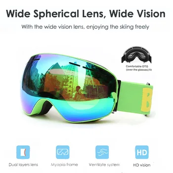 

Snowboard Ski Goggles Double UV Protection Anti-fog Big Skiing Glasses Eyewear Snow Snowmobile Mask Men Women Winter Sport