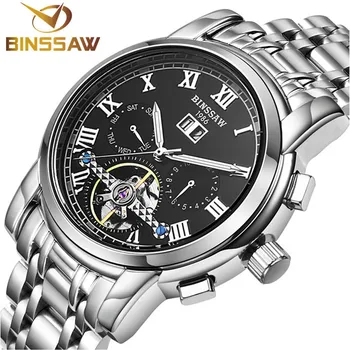 

BINSSAW 2020 Men watches Automatic mechanical tourbillon Casual business wristwatch relojes brand Luxury stainless steel watch