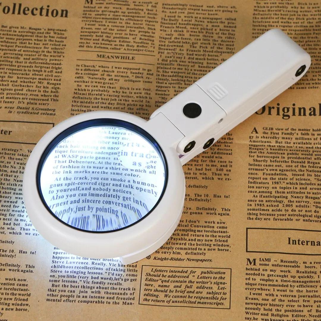 Foldable Lamp Illuminated Magnifier 5X 11X Magnifying Table Loupe Magnifier Screen with 8 LED Lights For Reading Map Newspaper