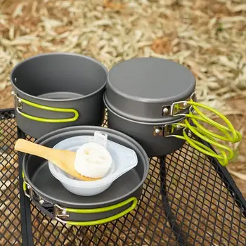 

Alumina 3-4 People Outdoor Outdoor Pot Set Cooking tools Cookware Set Soup Pot Milk Pot Fry Pan Combination Set Induction Apply