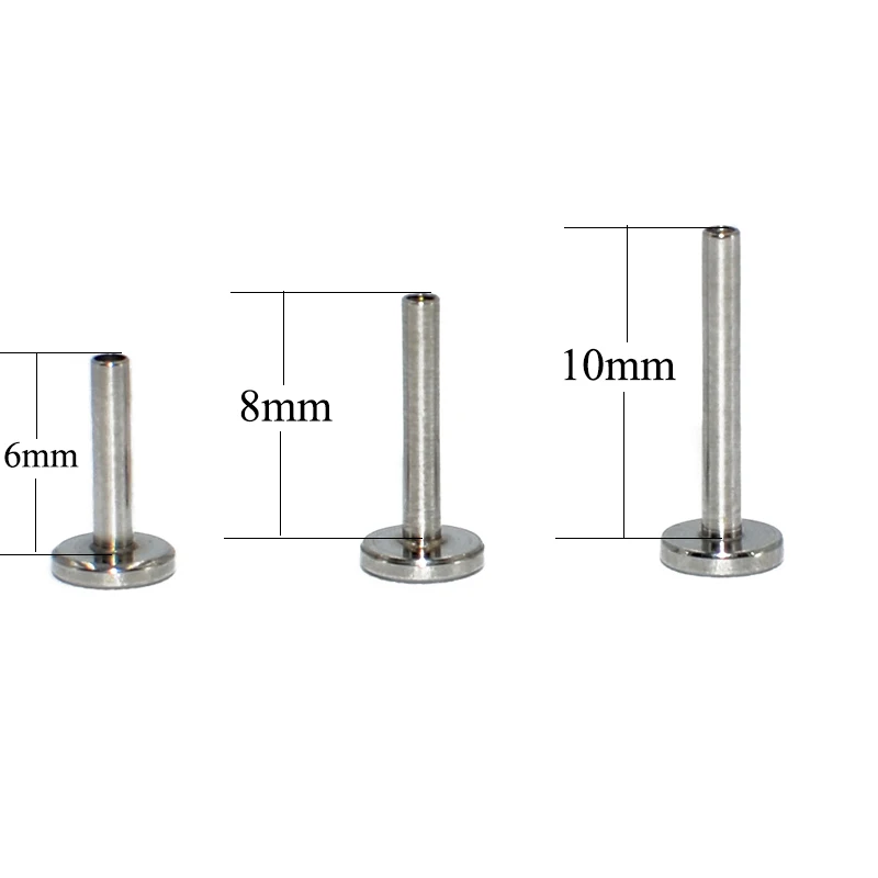 10PCS/Lot Steel & Titanium Lip Bar Parts Screw Thread 16G/14G Labret Post Barbells For Lip Piercing Earring Stud Body Jewelry