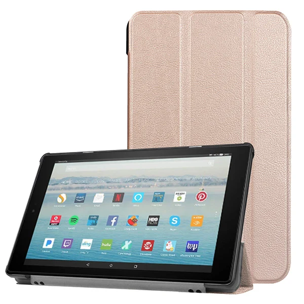 Складной чехол для Amazon Kindle Fire HD 10 чехол для Amazon Fire HD 10 Чехол-книжка из искусственной кожи+ подарок - Цвет: rose gold