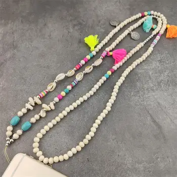 

Boho colorful Tassel Cross Boday Strap Lanyard U Disk Work Card Mobile Cell Phone Chain Straps phone Hang Rope Jewelry