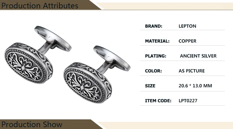 LEPTON Vintage-Manschettenknöpfe für Herren, antik versilbert, Barock-Manschettenknöpfe, Bräutigam, Hochzeit, Business, beste Geschenke, Manschettenknöpfe Gemelos – Detail 1