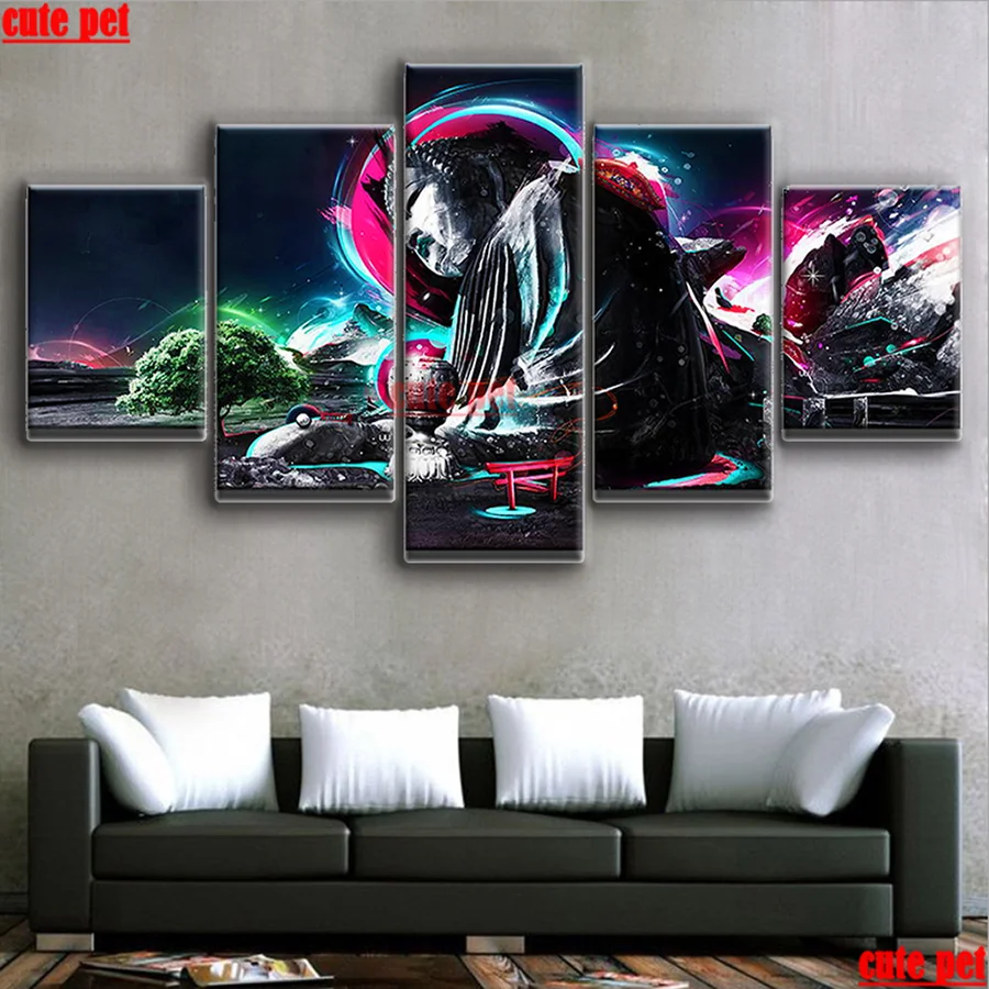 

5PCS 5d Diamond Painting Religious buddha icon Diy art embroidery Cross Stitch home wall decoration inlaid diamond Kit mosaic