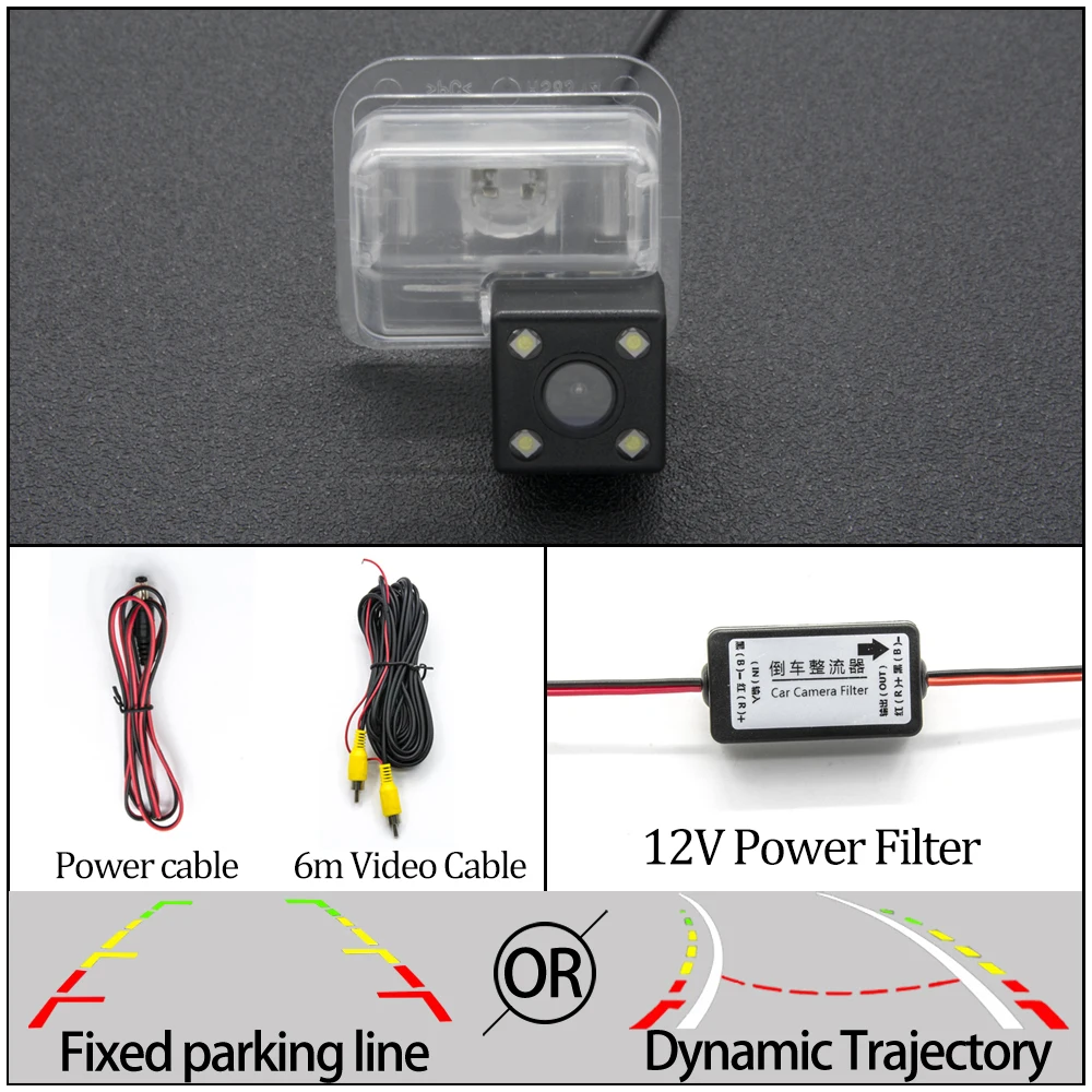 Статический или динамический траектории игровой набор автомобиля зеркало заднего вида Камера для Mazda 3 Mazda 6 CX-9 CX-7 CX-5 Mazda3 Mazda6 заднего хода автомобиля аксессуары - Название цвета: 4LED Camera N Filter