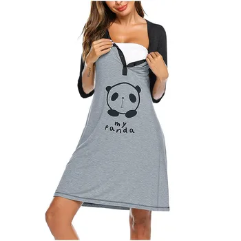 

Women Maternity 3/4 Sleeve Cute Print Nursing Nightdress Breastfeeding Dress Maternity Dress Is Suitable For Photography #LR1