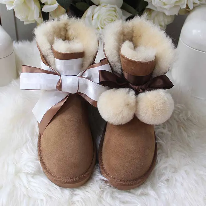 MYLRINA/высококачественные классические зимние ботинки из натуральной овечьей кожи с натуральным мехом; зимние женские ботинки;
