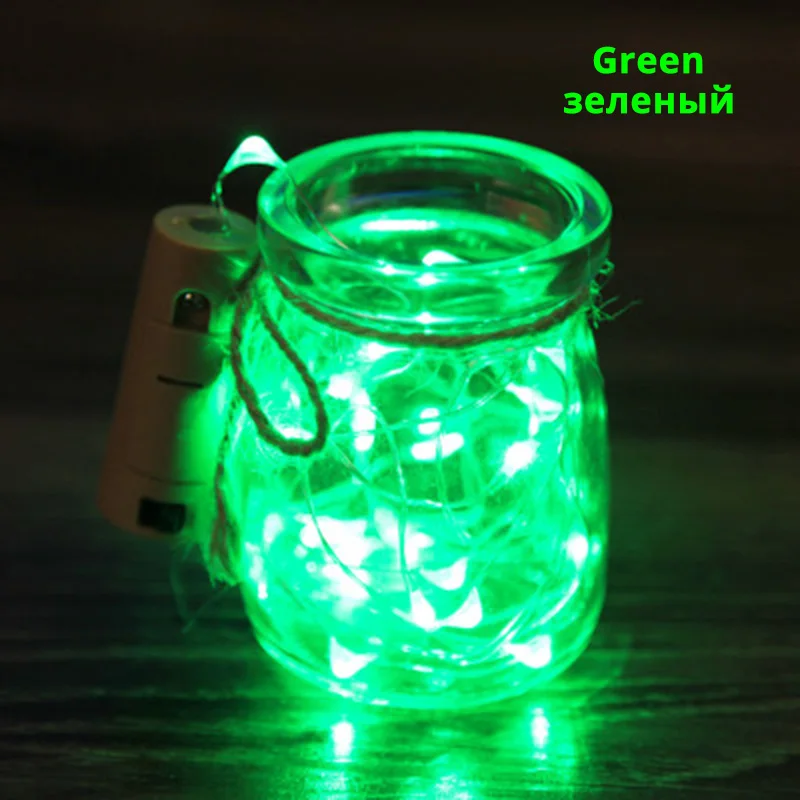 Green 2 м 20LED декоративные бутылки для вина свет пробковая лампа DIY Питание Гирлянда для праздника декоративное свадебное украшение свет с батареей - Испускаемый цвет: Green
