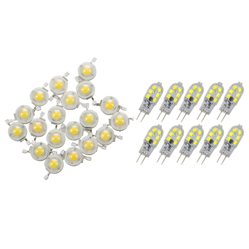 HOT 20 Pcs 2 Pin SMD 1W 3-3.2V Warm White LED Light Emitter Bulb &amp 10 G4 2W 12 2835LED 120LM | Лампы и освещение