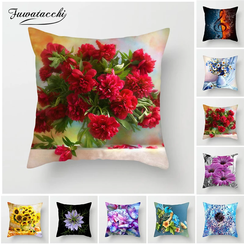 

Fuwatacchi Flowers Cushion Cover Super Soft Dandelion Sunflower Pillow Cover for Home Chaie Sofa Decorative Pillows 45*45cm