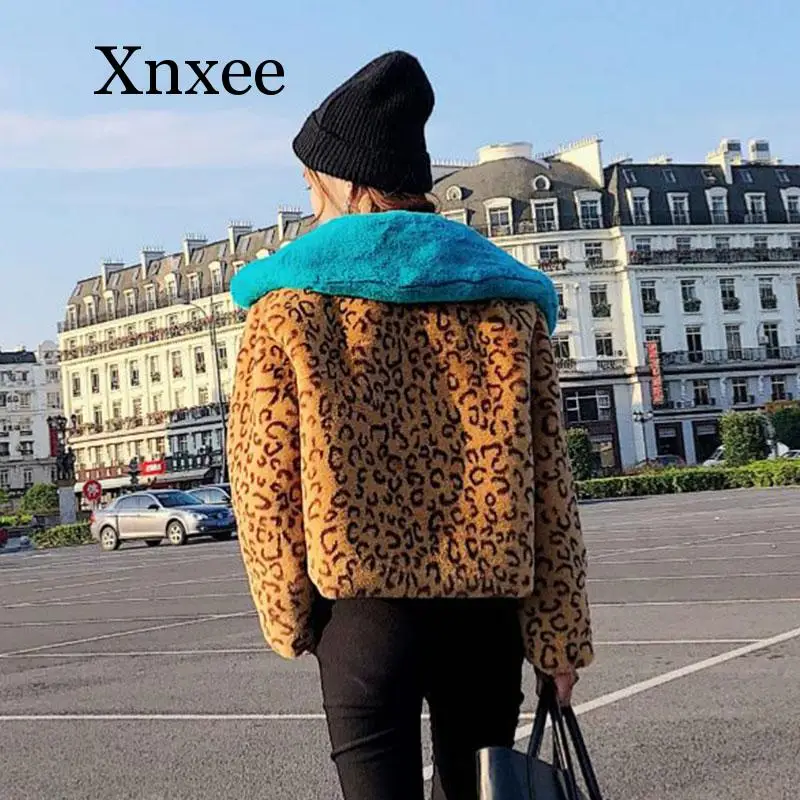 2020 Short Winter Fur Jackets Turn-down Collar Leopard Rex Rabbit Fur Coats Women  Winter Thick Faux Fur Coats And Jackets Coats