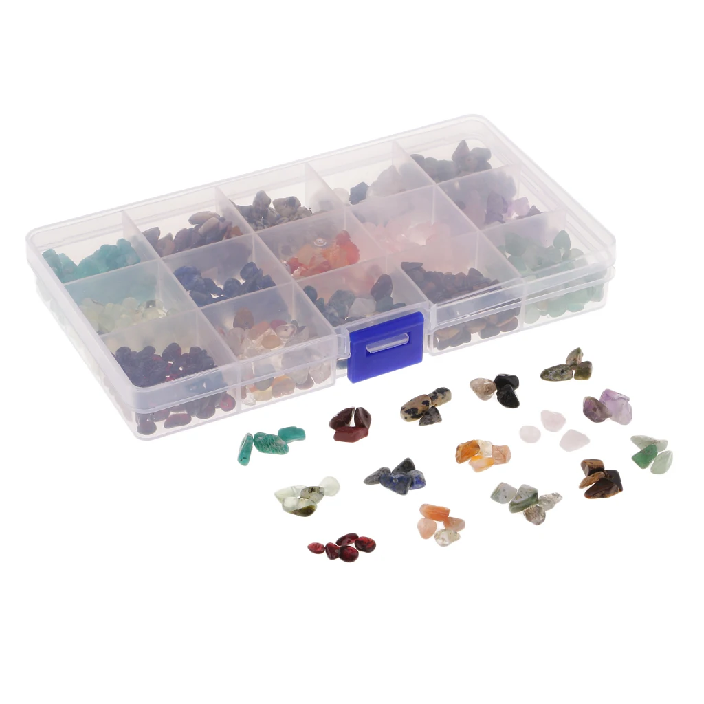 15 Colors Lots Mixed Gemstone Chips Beads For Jewelry Making Bracelet Crafts