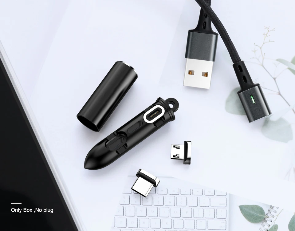 Портативная Магнитная коробка с разъемами USB type C, наконечники для адаптера, металлическая коробка для хранения, для iPhone Micro usb type C, магнитный кабель для зарядного устройства