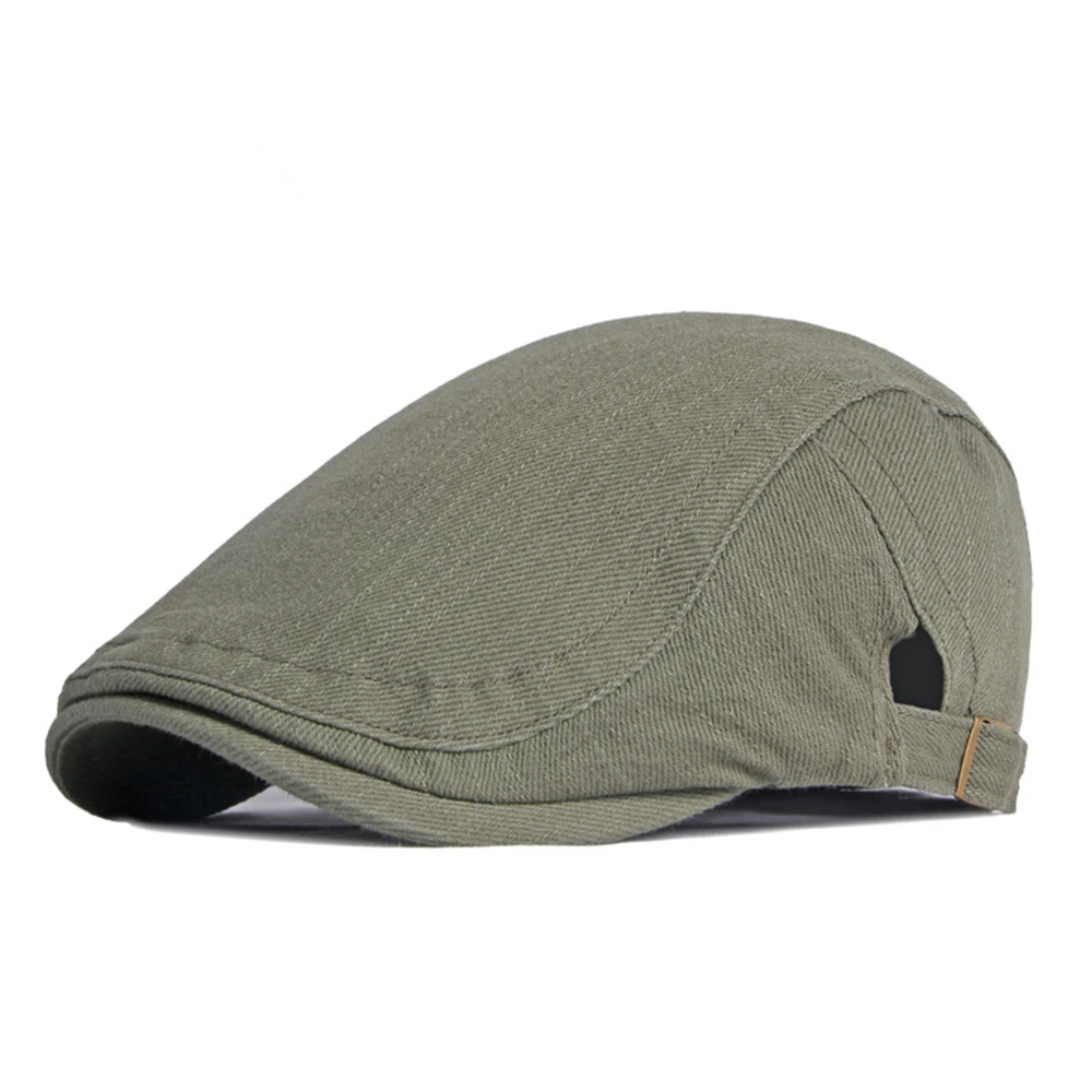 SHOWERSMILE Cotton Mens Beret Hat British Style Newsboy Solid Beige Black Navy Khaki Spring Summer Flat Cap Adjustable 55-60cm 5