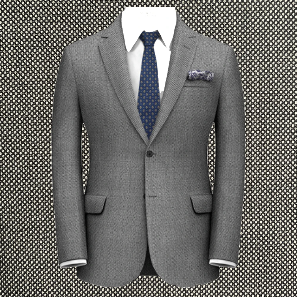 

2021 Grey Nailhead Suits Custom Made Suits Tailor Made Mens Suits Gray Birdeye Pattern Slim Men Suits Fashion Business Man Suit