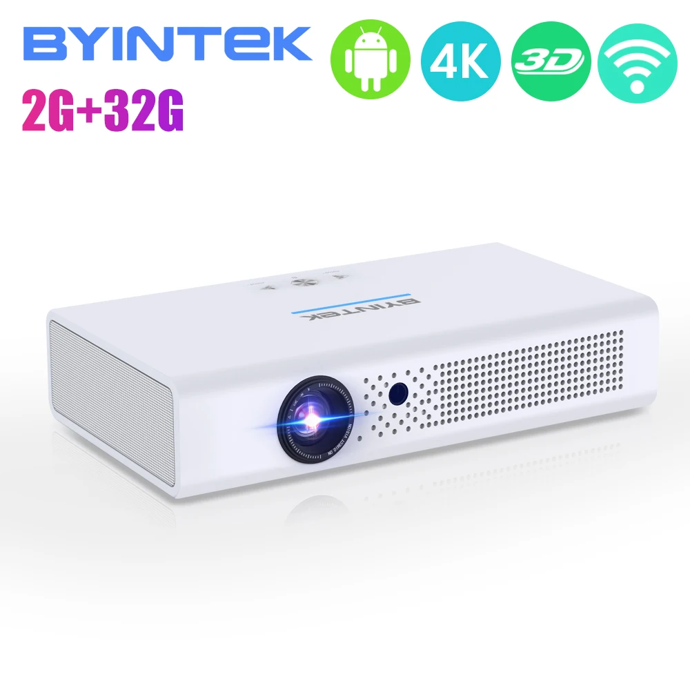 

R19 BYINTEK Projector 300inch 3D DLP Projector, Smart Android WIFI Video LED Portable Mini HDProjector for Full 1080P HDMI 4K