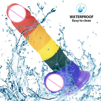 2021 New Arrival 7.6 Inch Rainbow Realistic Dildo Sex Toys for Women Masturbators Strap on Penis Toys for Adults 18 Sex Shop 5