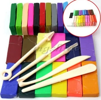 

5 Tool + 32 Color Safe Oven Bake Polymer Clay Block Modelling Moulding Sculpey Tool Set Intelligence Toys For Kids Children