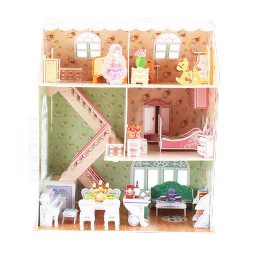 DIY Wooden Doll House Kits - European Beach Architecture House - Home Decoration - Miniature Building Toy for Children Birthday