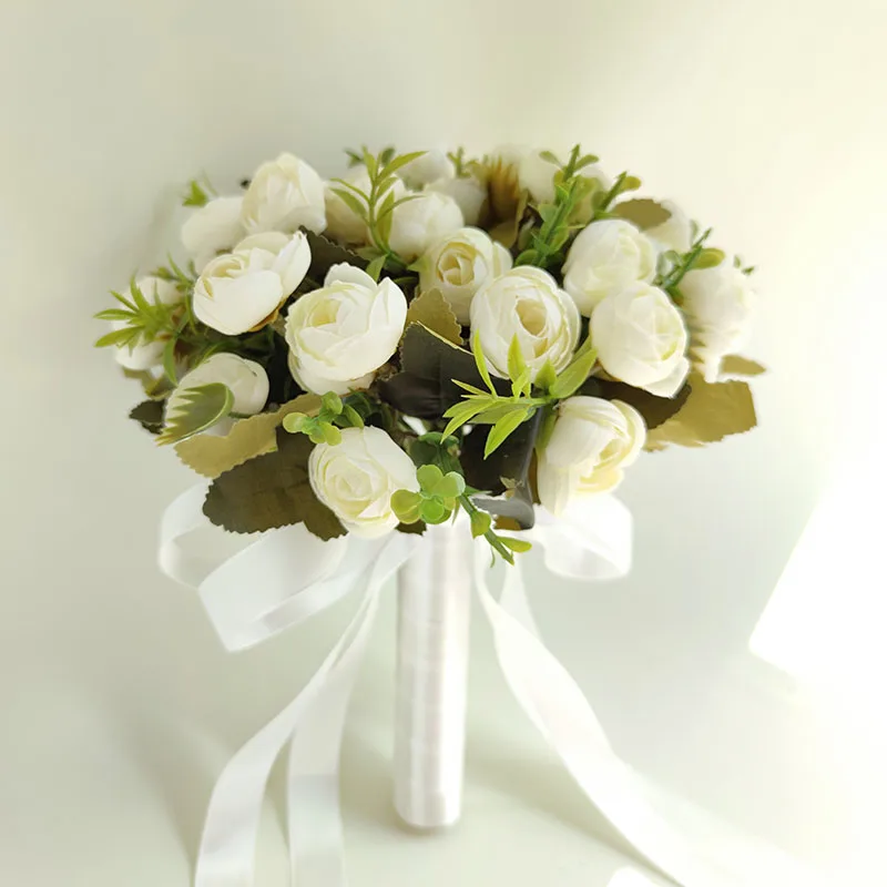 Wedding Bouquet for Bride Bridesmaid Bouquets Ivory Silk Flowers Roses Corsage Bracelet Boutonnieres Wedding Accessories Mariage wedding bouquets,artificial rose flowers,wedding flower decoration