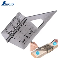 Japan Shinwa 62115 multi purpose angle ruler 45 ° 90 ° cross line ruler woodworking angle ruler hole ruler 1