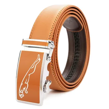 

Men Automatic Buckle Leopard Belt Split Leather Male Business Belt Jeans Strap Waistband Oversize 125CM 130CM ZLB414
