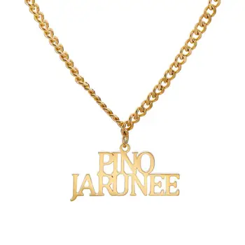 

Personalized Double Name Letter Necklace Stainless Steel Customized Pendant Chain Necklace For Women Men Gift Jewelry