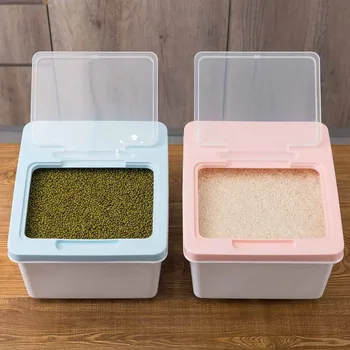 

Kitchen Rice Storage Box Grain Container Case Large Sealed Plastic Flour Rice Boxes Bin Dust-Proof Kitchen Organizer
