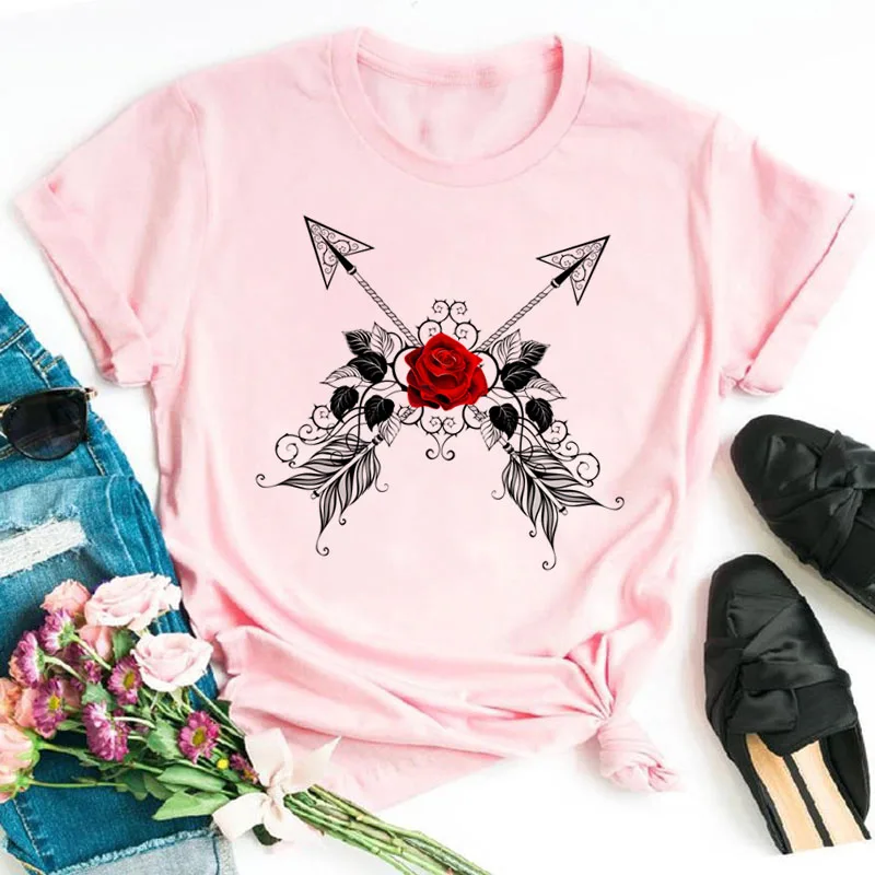 Neue Mode Frauen Schwarz T Hemd Rote Rose Musical Hinweis Gedruckt T Hemd Harajuku Nette Graphic Tee Shirt Weibliche Damen casual Tops – Detail 10