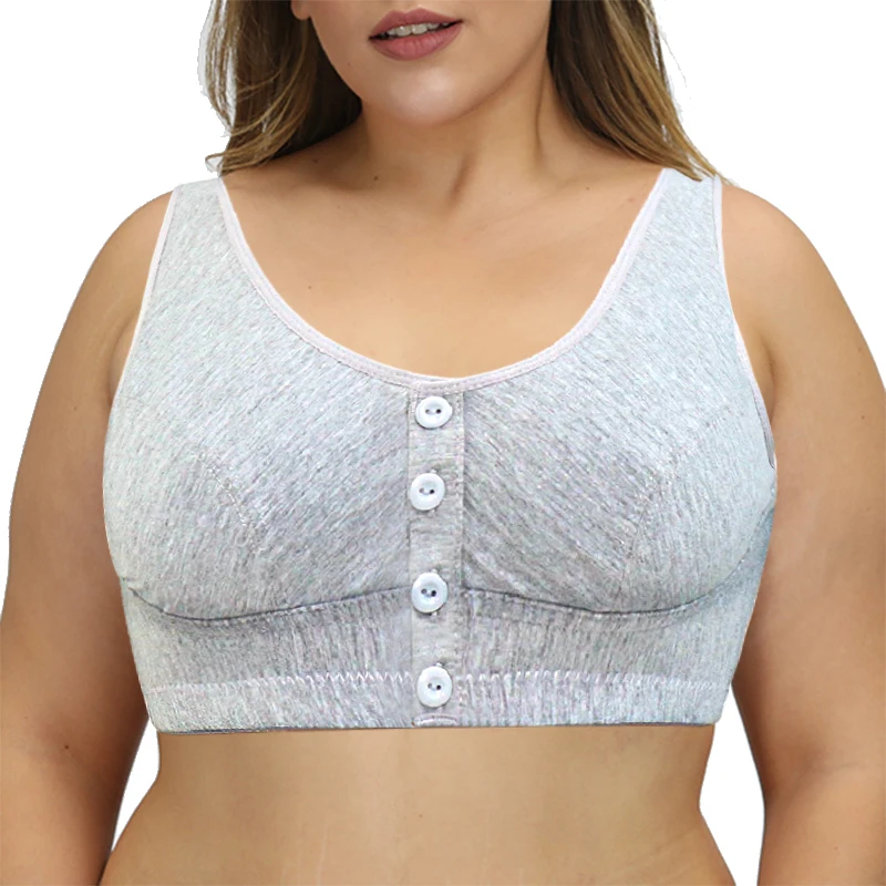 Front Closure Cotton Bras Women Removable Padded Bra Soft Camisole Middle Age Everyday Underwear Big Bust 50/115 B C Cup | Женская