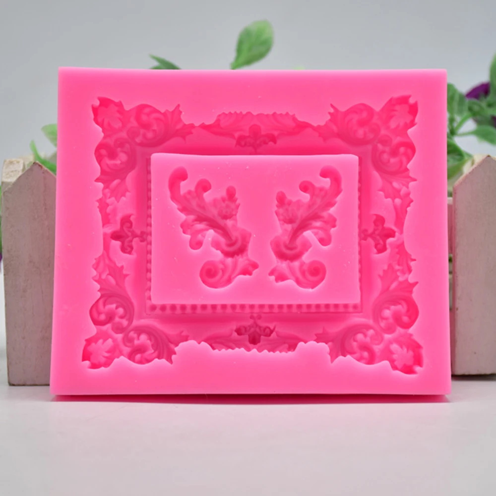 Europ Corner Photo Frame Window Frame Silicone Mold Fondant Chocolate Biscuit DIY Kitchen Dessert Baking Cake Decoration Tools