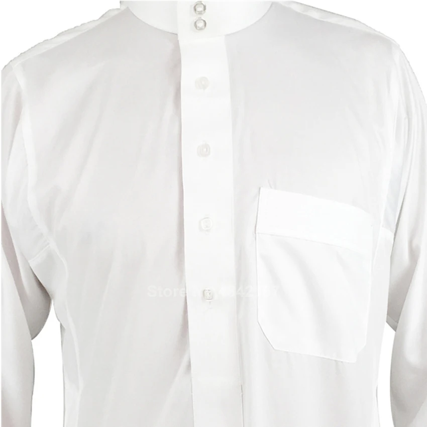 52-62 сплошной белый мужской мусульманский Тауб воротник стойка ...