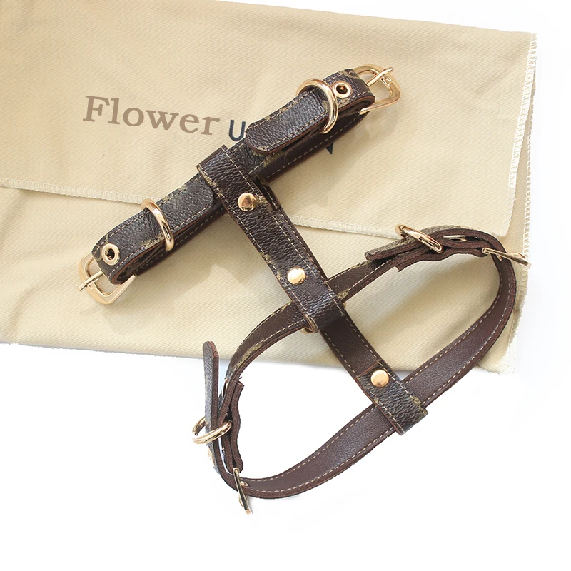 Шлейка для собак и кошек жилет кожаный поводок ошейник одежда классический принт