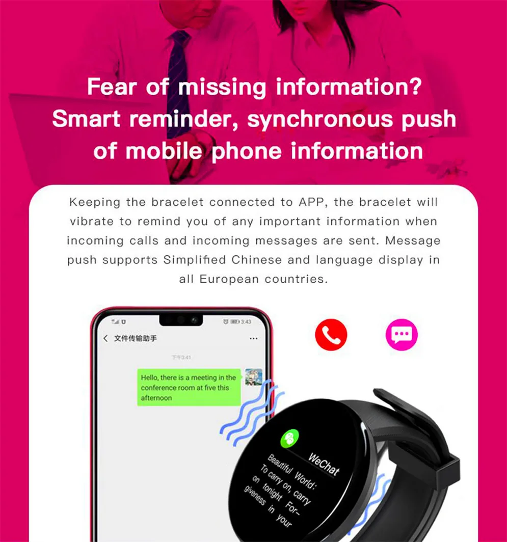 Смарт-часы с Bluetooth, мужские, кровяное давление, круглые, умные часы, женские часы, водонепроницаемые, спортивный трекер, WhatsApp для Android Ios
