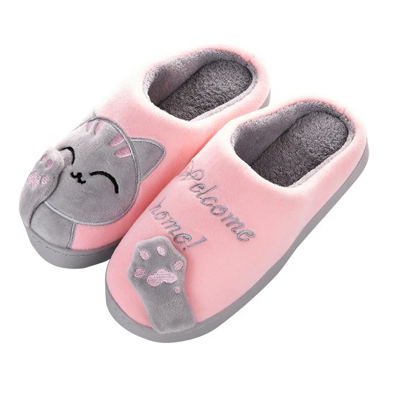 House Slippers Floor-Shoes Couples Bedroom Soft Winter Cartoon Indoor No Warm Lovers