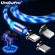 Mi cro usb type C плавный свет светодиодный Магнитный зарядный кабель для huawei Xiao mi A3 A2 6X 5X mi 9T 9 8 Red mi NOTE 8 7S 7 Pro 6 5 K20