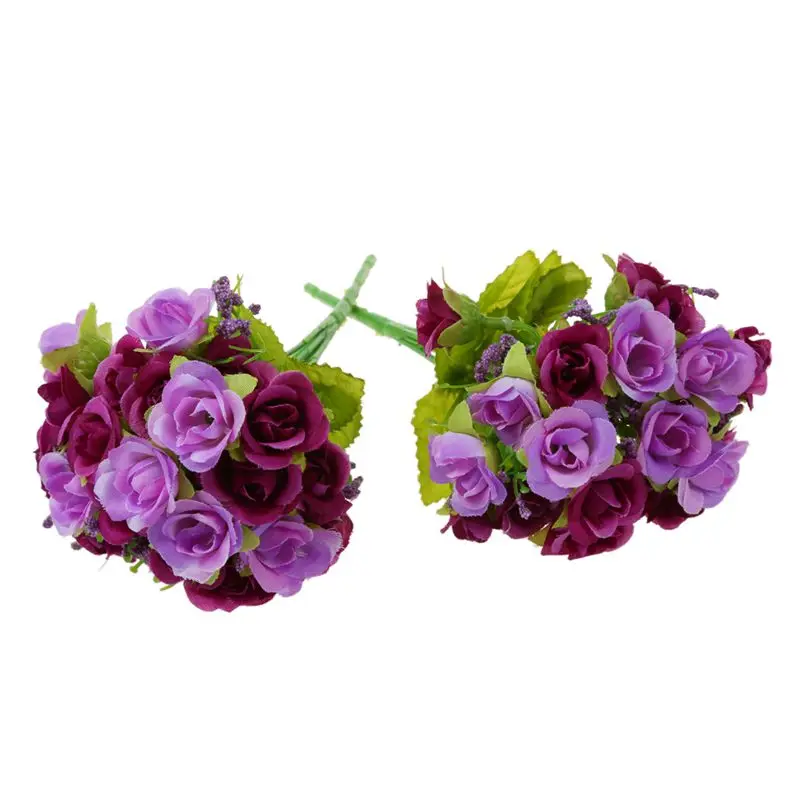 New-2PCS 40 искусственные розы букет фиолетовый молодой невесты
