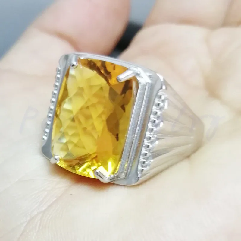 Мужское кольцо с натуральным цитрином,, 925 пробы silver12ct, большой драгоценный камень для мужчин или wo мужчин, хорошее ювелирное изделие# R982602