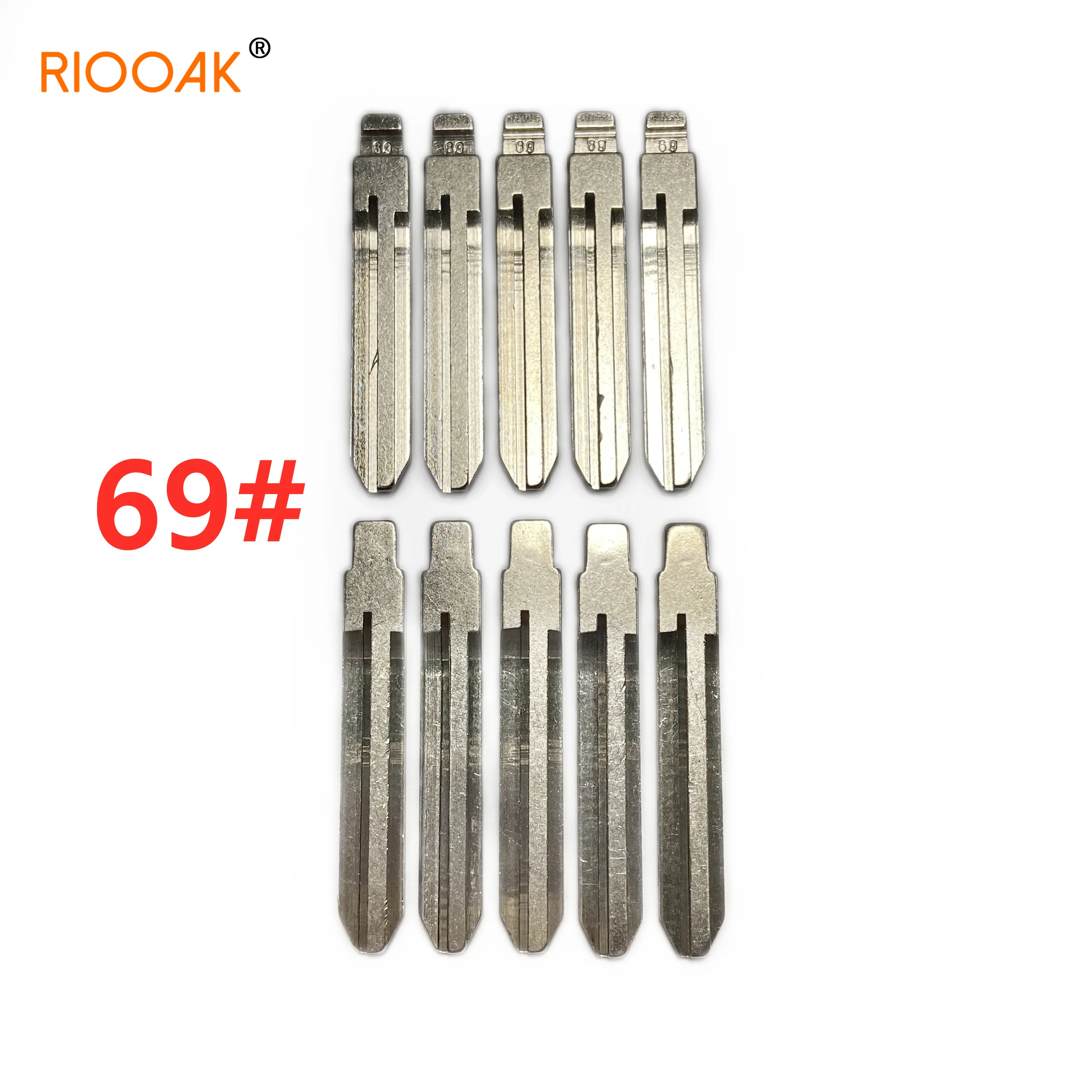 RIOOAK 10 pcs/lot #69 Metal Blank Uncut Flip KD VVDI Remote Key Blade Auto Replacement Parts Interior Accessories