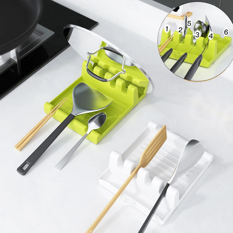 Kitchen Spoon Holders Fork Spatula Rack Shelf Organizer Spoon Rest