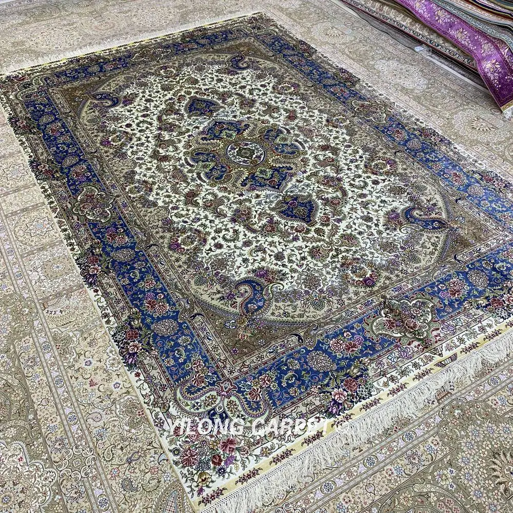Yilong 6'x9' турецкий Шелковый Классический ковер традиционный Синий Шелковый ручной завязанный ковер (SL190A)