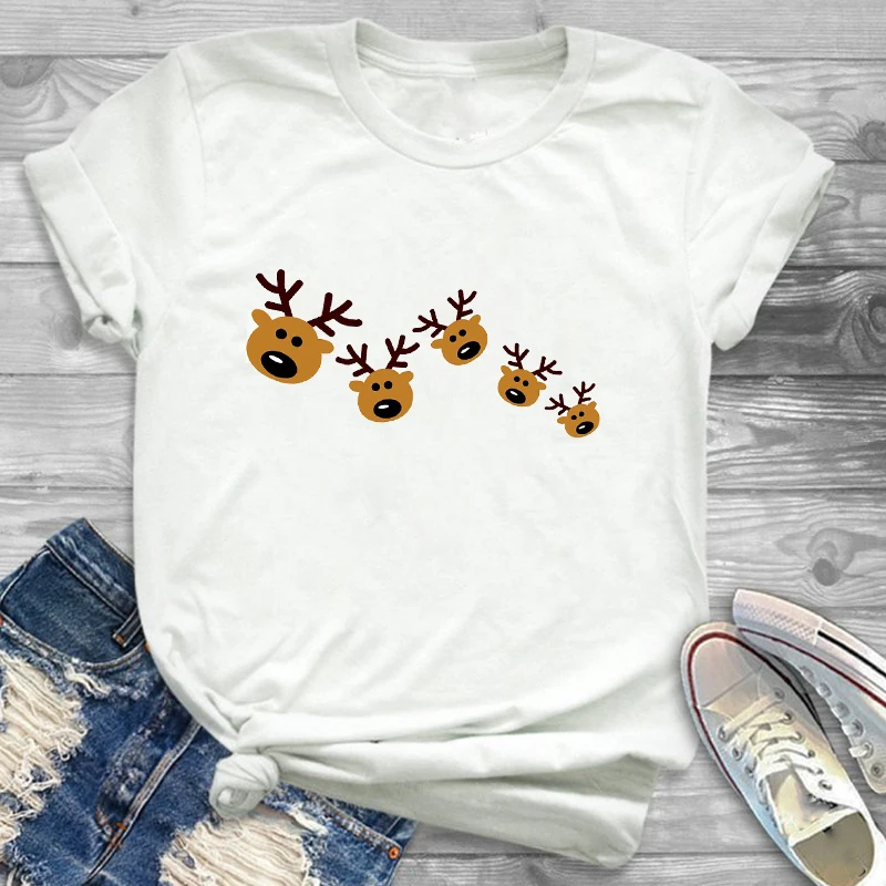 Tee Shirt Tees T-shirts Women Fashion Clothing Plaid Tree Truck New Year Merry Christmas Womens Female Graphic T Shirt T-Shirt