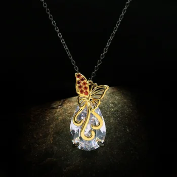 

Exquisite Gold Butterfly Shape Crystal Zircon Pendant 925 Silver Necklace for Women Fashion Exquisite Wedding Cocktail Necklace