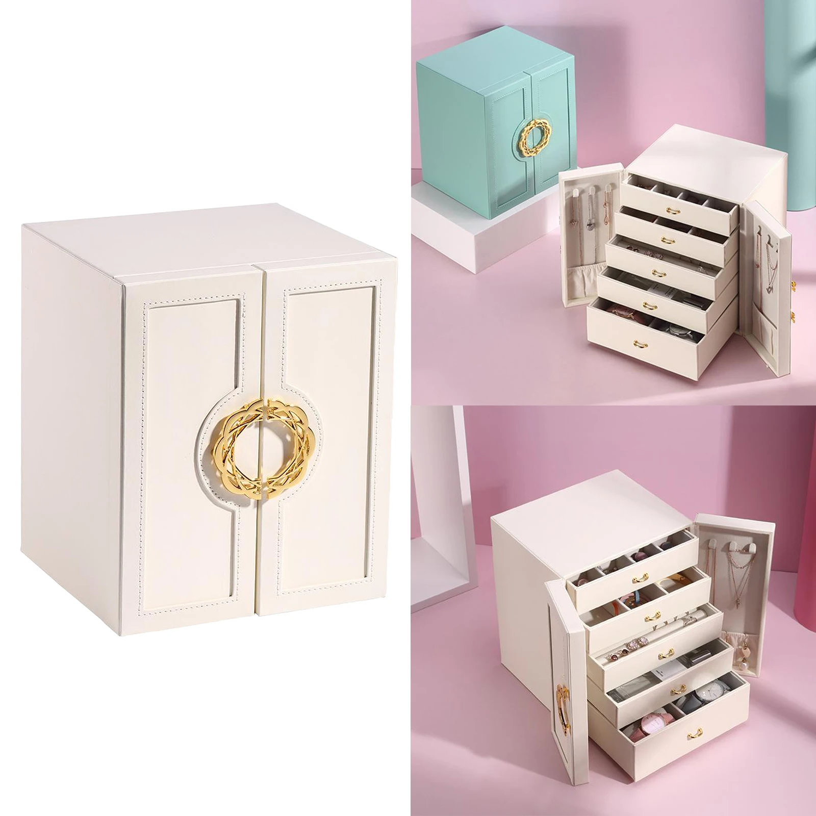 Jewelry Storage Organizer Cabinet 5 Drawer Case Ring Earring Necklace Holder