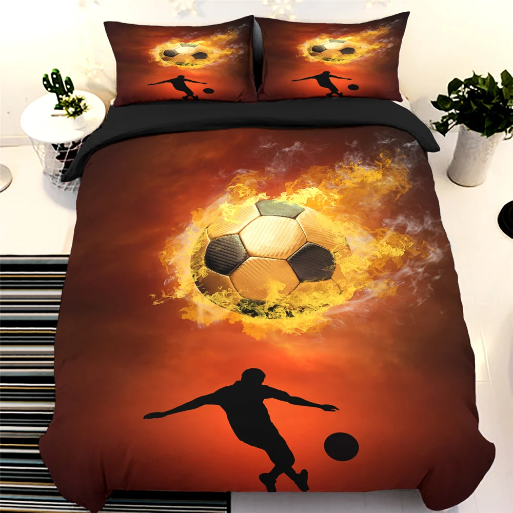 

3D Printed Bedding Set Single Double Fire Football Game Duvet Cover Set Queen King Twin Full Bedclothes For Kid Boy Teen Child