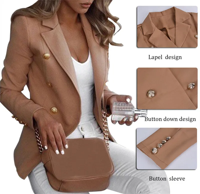 Женская осенне-зимняя одежда деловой пиджак плюс размер 4XL Повседневная Veste Femme тонкая на кнопках женская с лацканами Feminino роскошное пальто